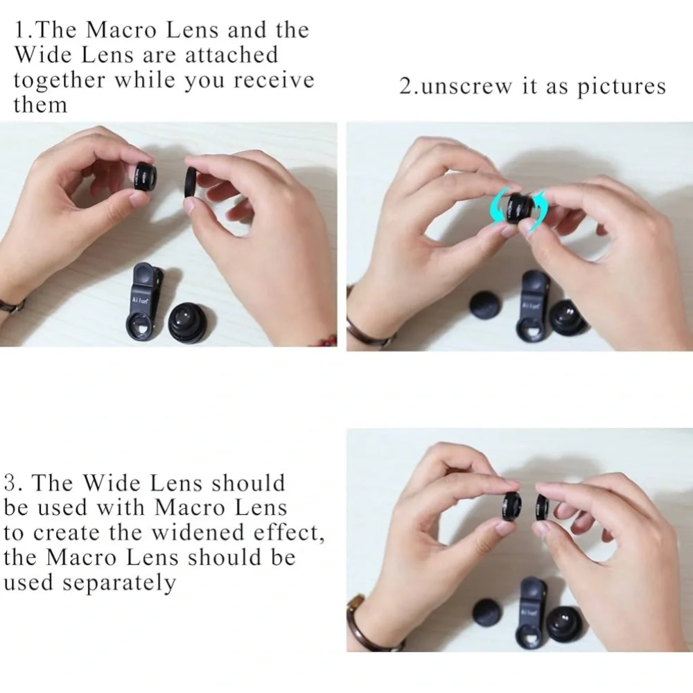 Ailun Black Camera Lenses Set with Clip-on Mechanism and Macro Feature - Picture 5 of 7